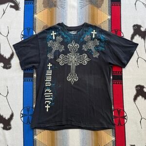 Vintage Y2K MMA Elite Men’s T-Shirt Size 2XL Cyber Gothic Grunge Skate Cross